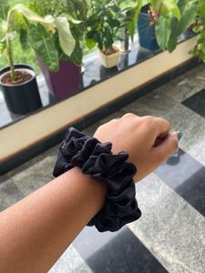 Classic Black Satin Scrunchie