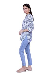 Blue Striped Shirt Kurti