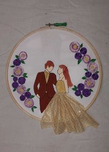 Embroidered Couple Hoop Art