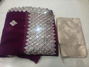 Georgette Saree With Real Mirror
