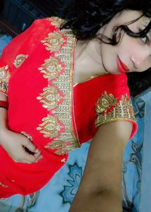 Red Embellished Saree