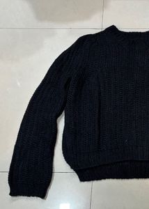 Cozy Black Knit Pullover Sweater