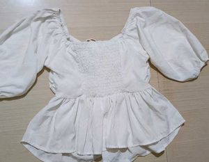 White Ruffle Crop Top
