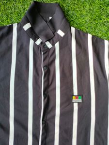 Black &amp; White Stripped Half Sleeve Shirt