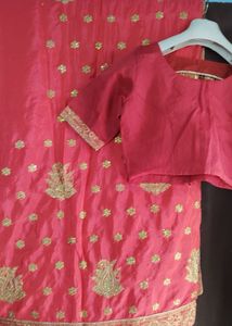 Beautiful Saree with gold embroidery.