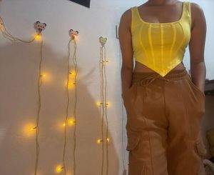 Yellow y2k coded Corset Crop Top