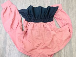 Two-Tone Ruffle Detail Top