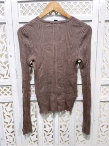 Forever 21 Ribbed V Neck Long Sleeves Top  A