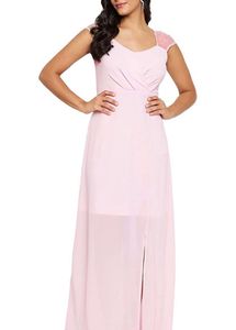 Pastel Pink Net Evening Gown