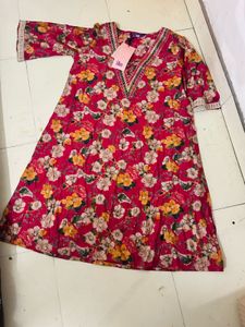 Floral Print Pink  Kurti Palazzo Set