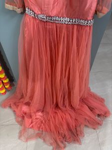 Elegant Orange Ethnic Gown