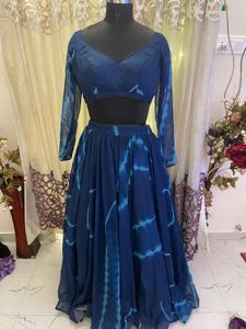 Blue Tie-Dye Lehenga Choli
