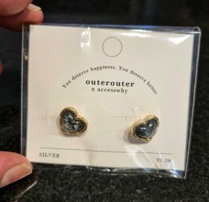 Pure SILVER 92.5% Heart Studs Earring