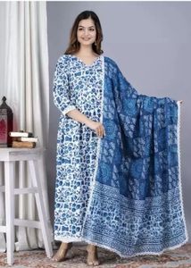 Women Pure Cotton Kurta Duppata Set