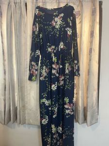 Long Floral Dress In Blue For Pretty Ones!!