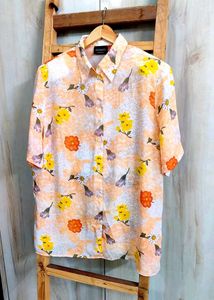 Light Orange Printed Shirt Size-42-44