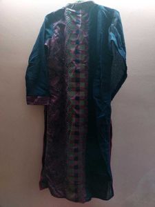 Blue kurti with brooch