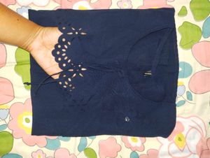 Navy Blue Cutout Blouse