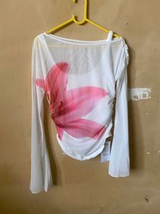 Off Shoulder Sheer Top