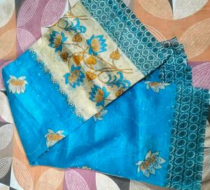 Elegant Blue Floral Saree