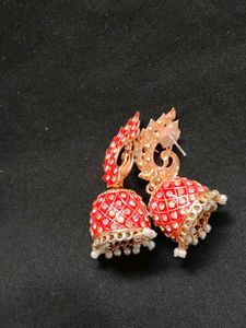 Red Jhumka Earrings