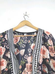 Navy Blue Floral Print Top (Women&#39;s)