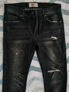 New Distressed Black Wash Jeans