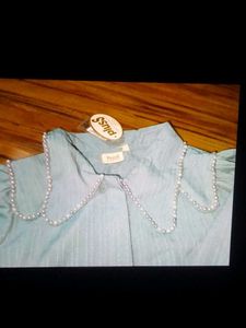 Elegant Beaded Collar Blouse