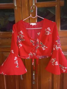 Shein Red Tie Crop Top..