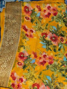 Floral Yellow Saree