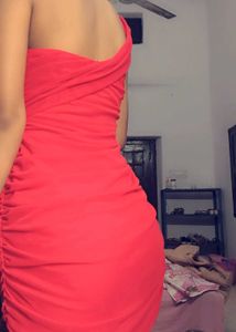 URBANIC Red One-Shoulder Bodycon Dress