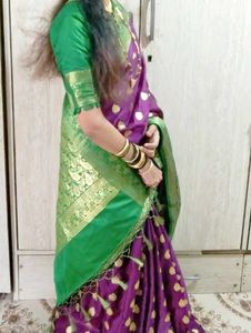 Elegant Purple & Green Saree