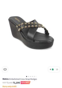 Metro Black Wedges Size UK 4 **One Time Used**