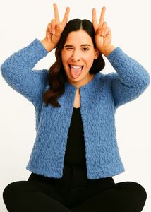 Blue Fuzzy Knit Cardigan