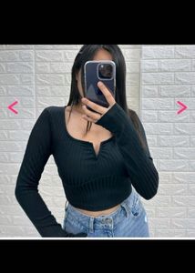Black Deep Neckline Top