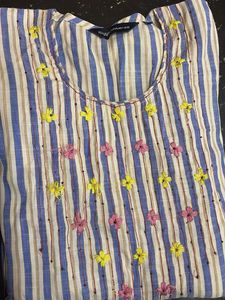 Striped Embroidered Kurta