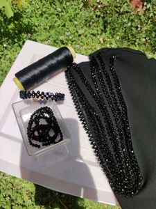 Black Dress Material with Beads