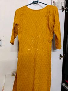 Yellow Embroidered Kurta