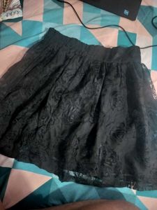 Black Floral Mini Skirt