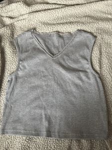 Gray Ribbed Crop Tank