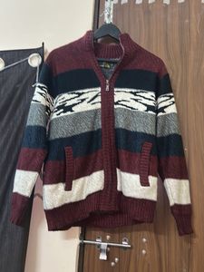 Striped Knit Zip-Up Jacket