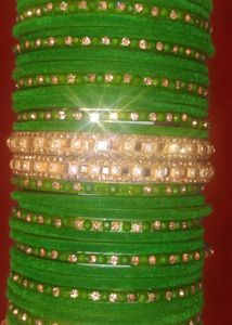 Green &amp; Gold Bangle Set