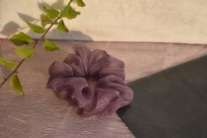White, Black And Purple Organza Scrunchies
