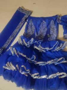 Silver Zarkan Work Lehenga Choli Fishcut Type