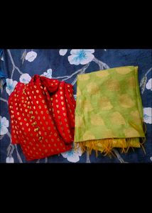 Red &amp; Green party wear piece &amp; dupatta in xl