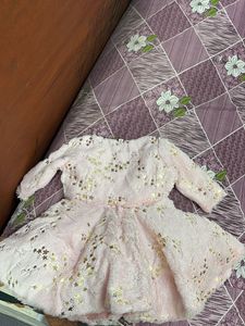 Partywear Girls Pink Dress/ Frock With Jacket