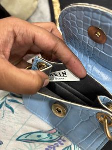 Mini Blue Croc Chain Bag