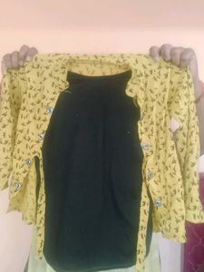 Yellow Print Top with Black Tank