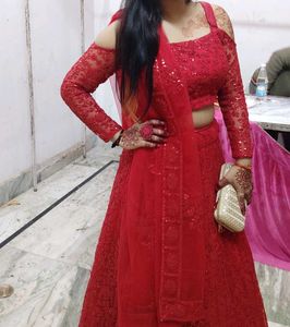 Red Sequin Lehenga