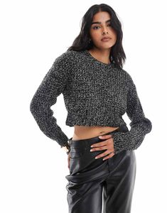 H&M Crop Knit Sweater Acrylic Pullover